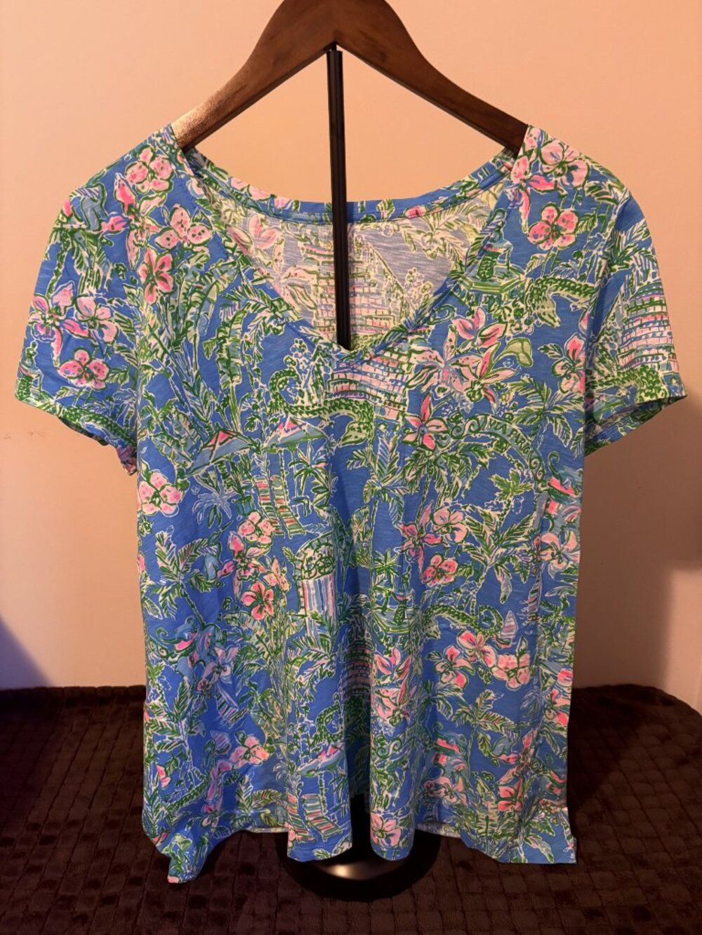 Lilly Pulitzer Etta Tee - Boca Blue Beneath the Bougainvillea Size Large